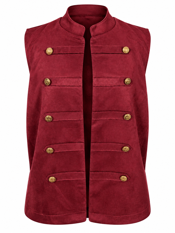 Harlow Military Waistcoat Burgundy