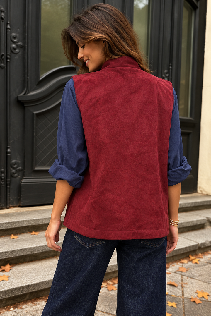 Harlow Military Waistcoat Burgundy