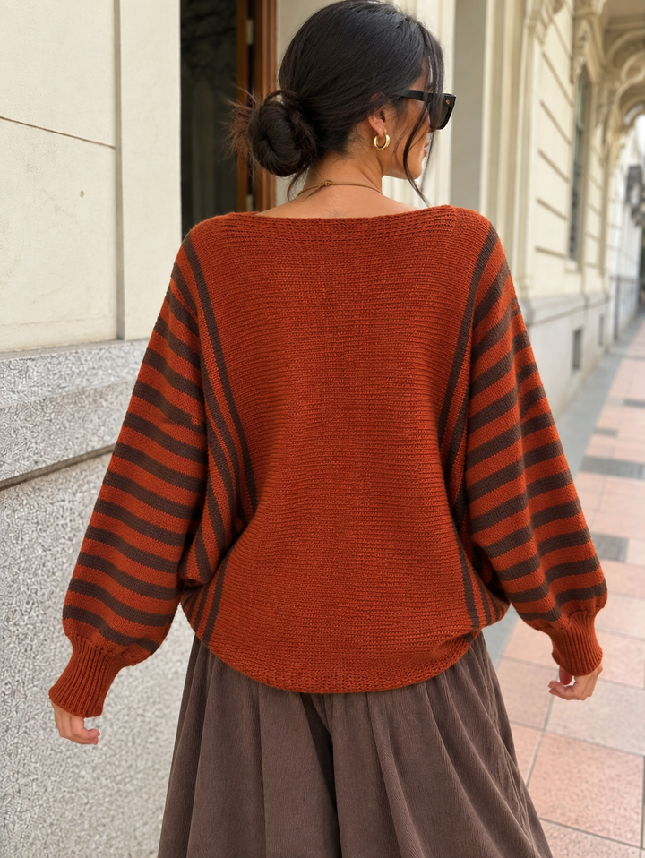 Autumn Stripe Necklace Jumper Pumpkin
