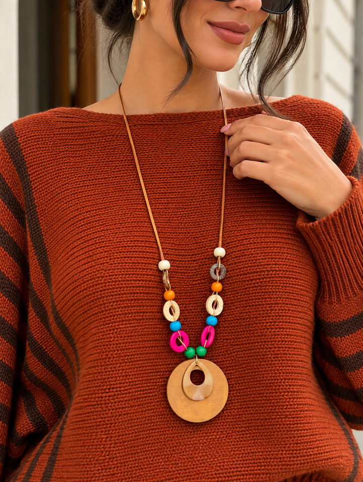 Autumn Stripe Necklace Jumper Pumpkin