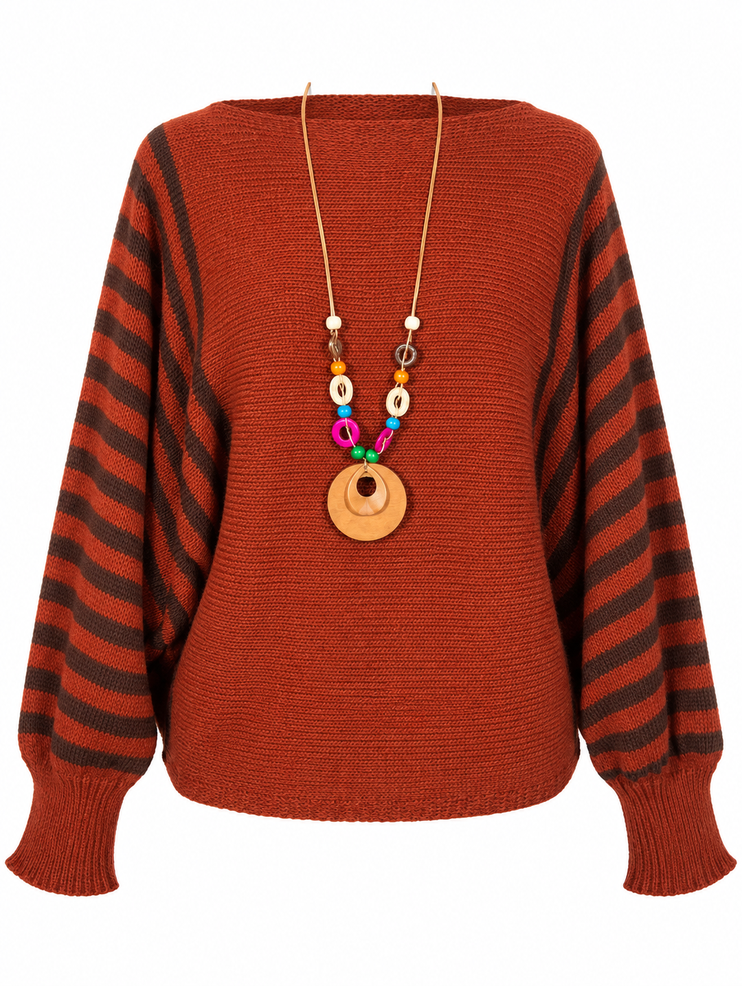 Autumn Stripe Necklace Jumper Pumpkin