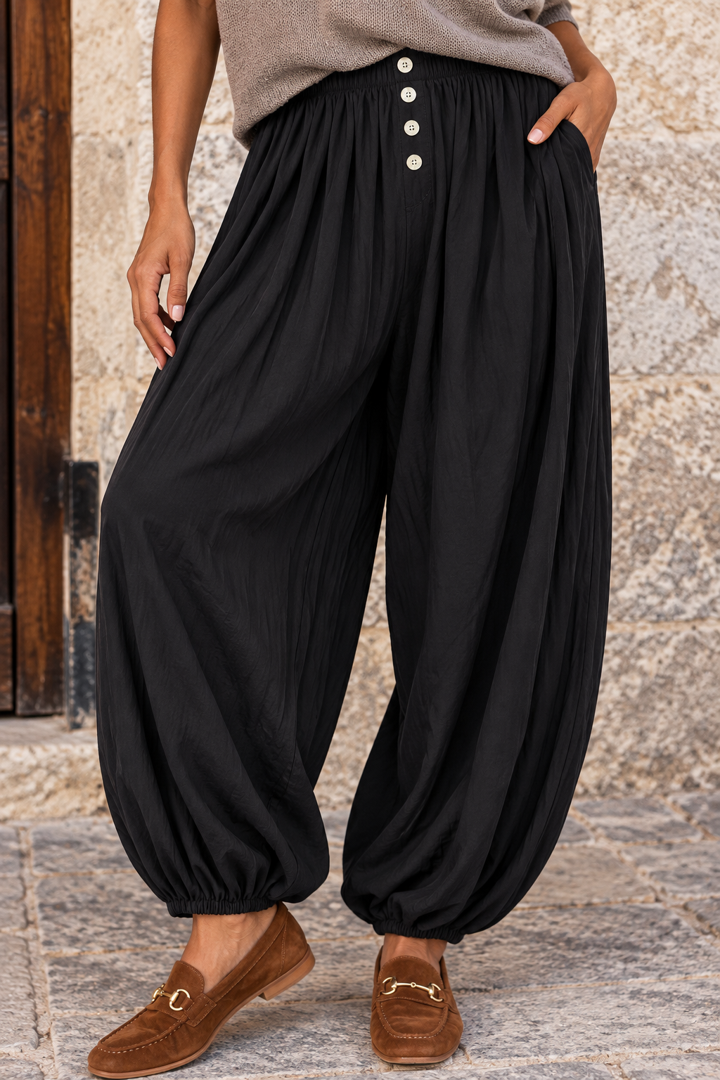 Mariah Balloon Leg Trousers Black