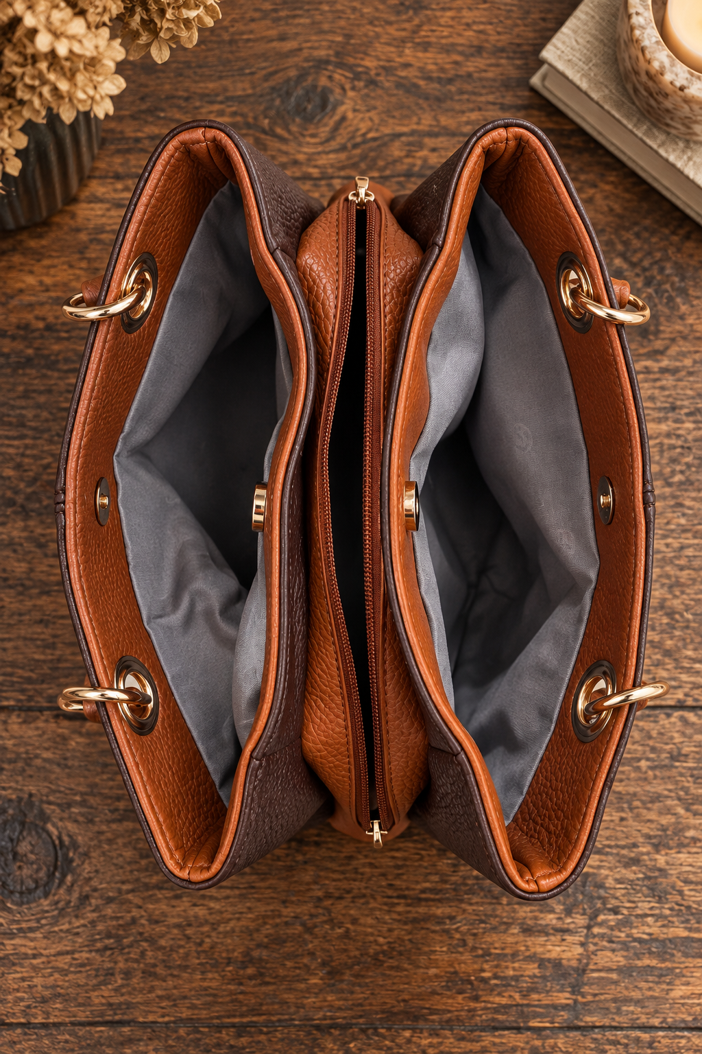 Erin Two Tone Handbag Black/Tan