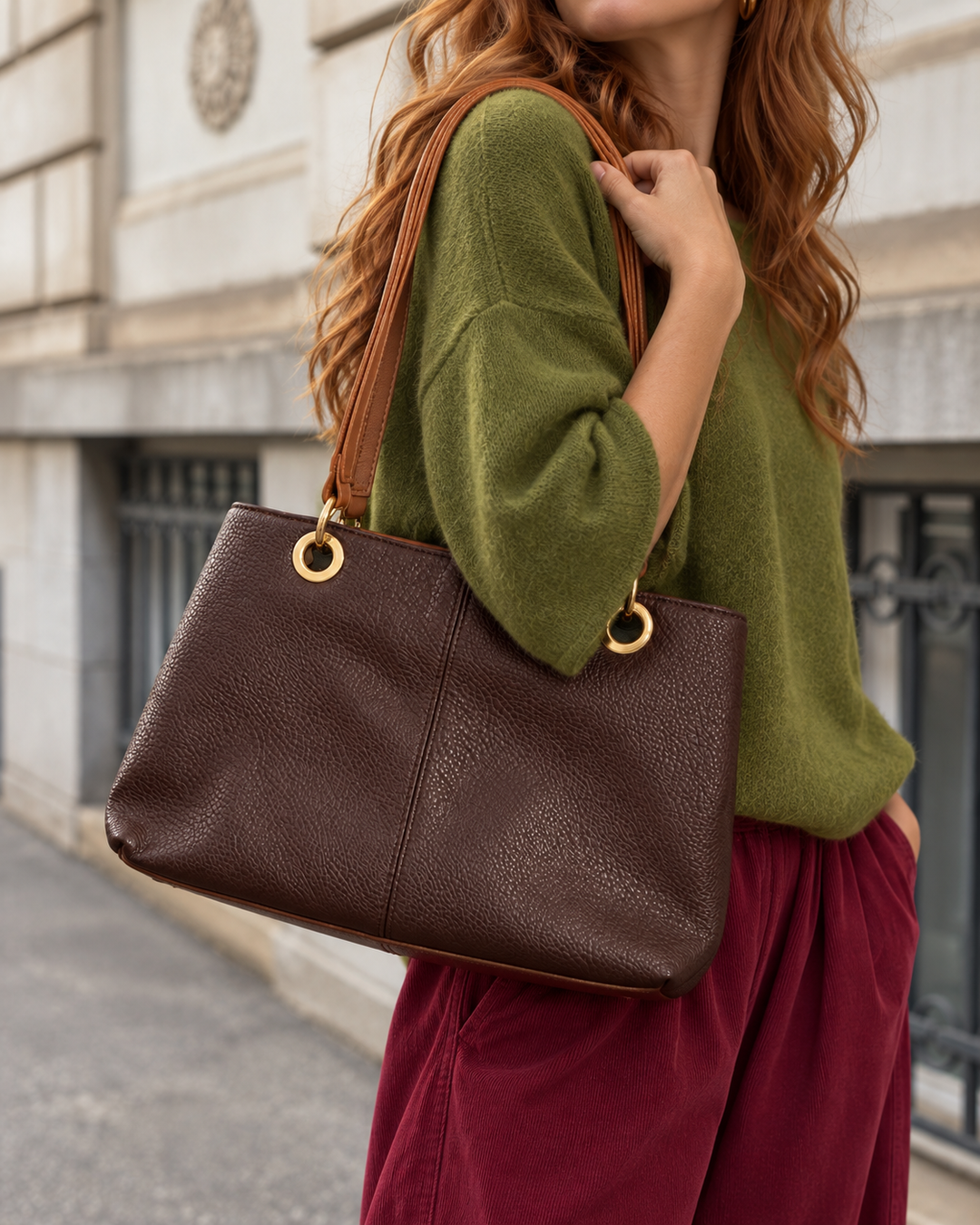 Erin Two Tone Handbag Choc/Tan