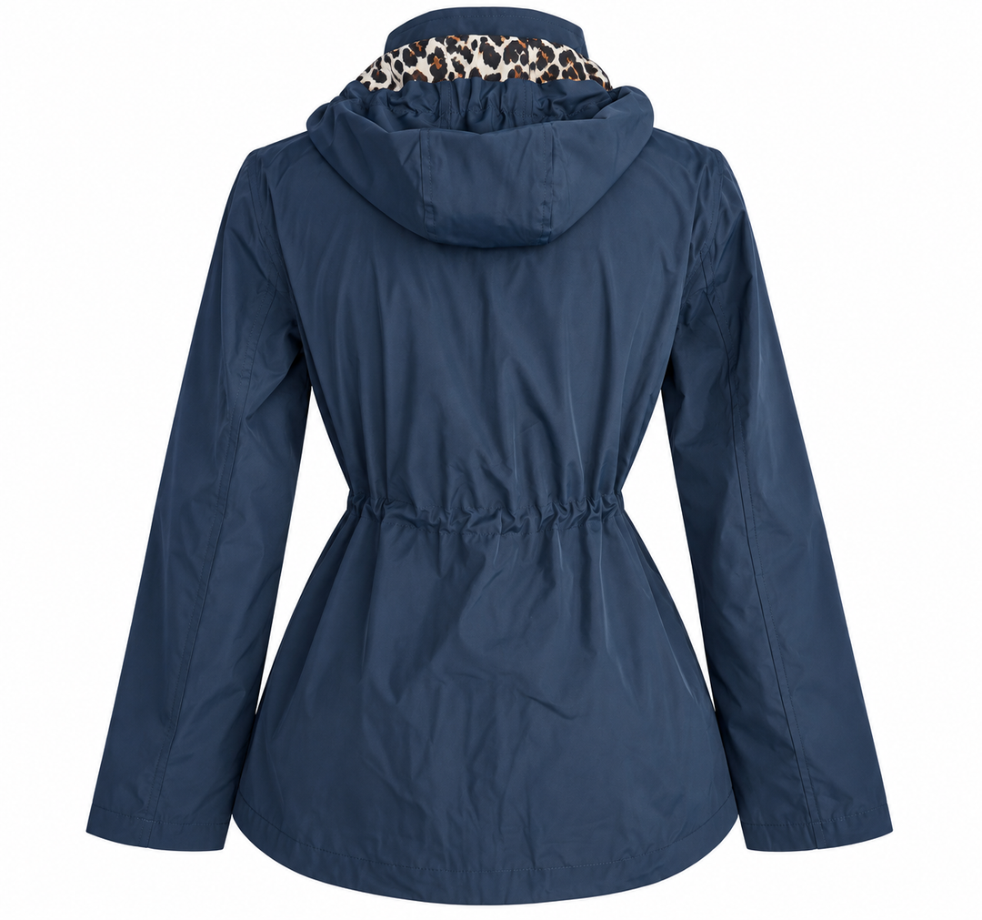 Reversible Leopard Raincoat Navy