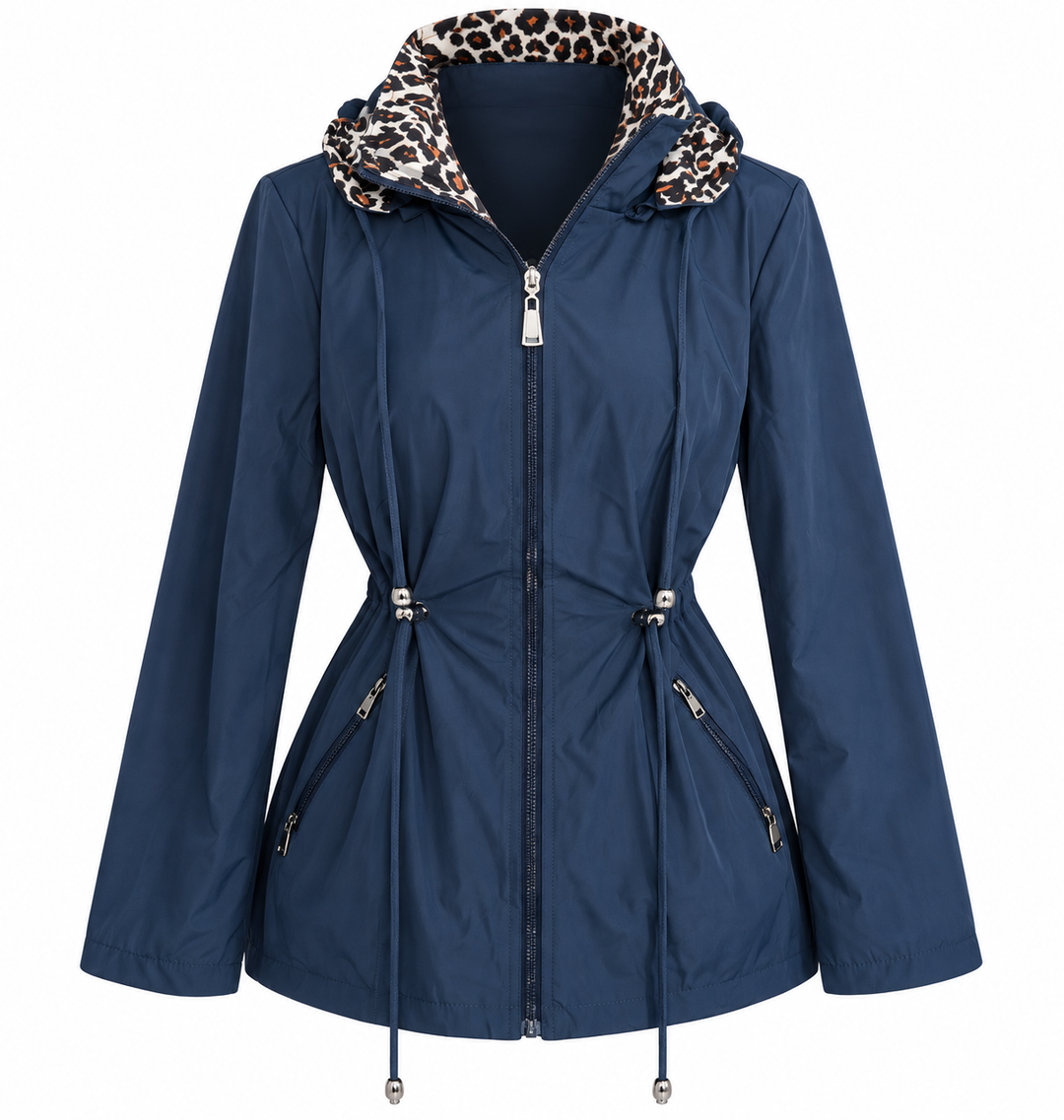 Reversible Leopard Raincoat Navy