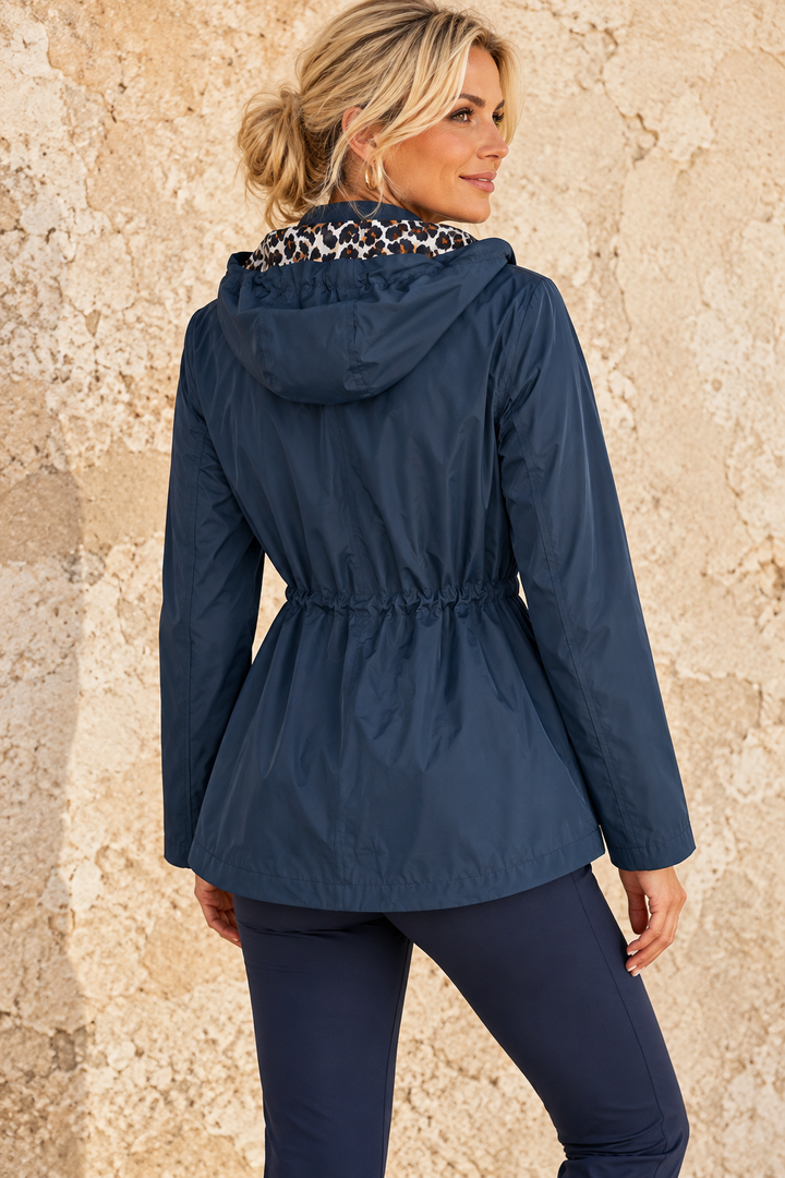 Reversible Leopard Raincoat Navy