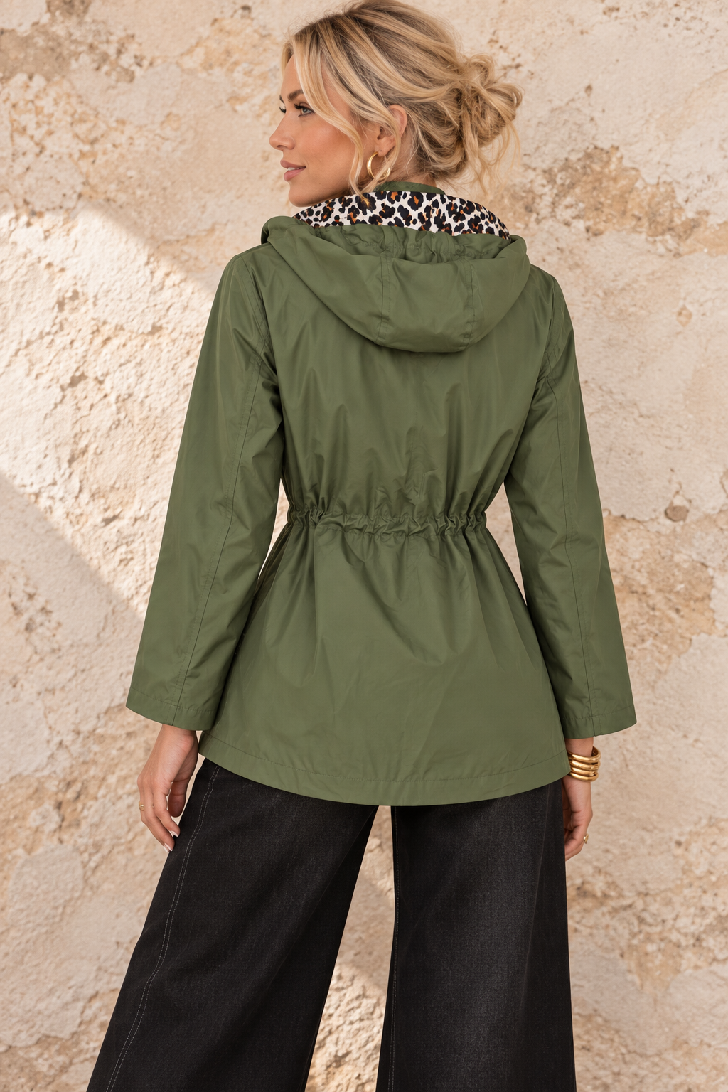 Reversible Leopard Raincoat Khaki