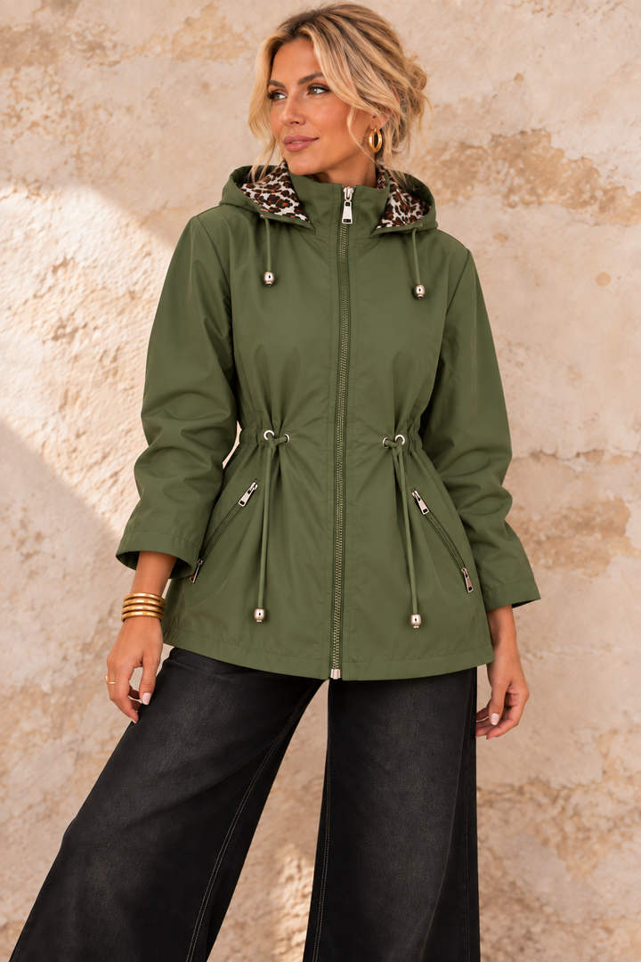 Reversible Leopard Raincoat Khaki