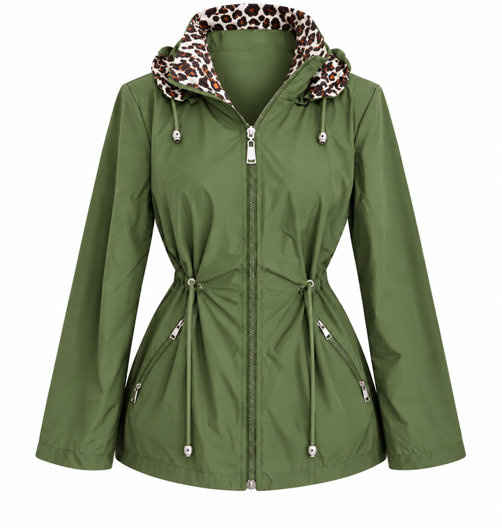 Reversible Leopard Raincoat Khaki