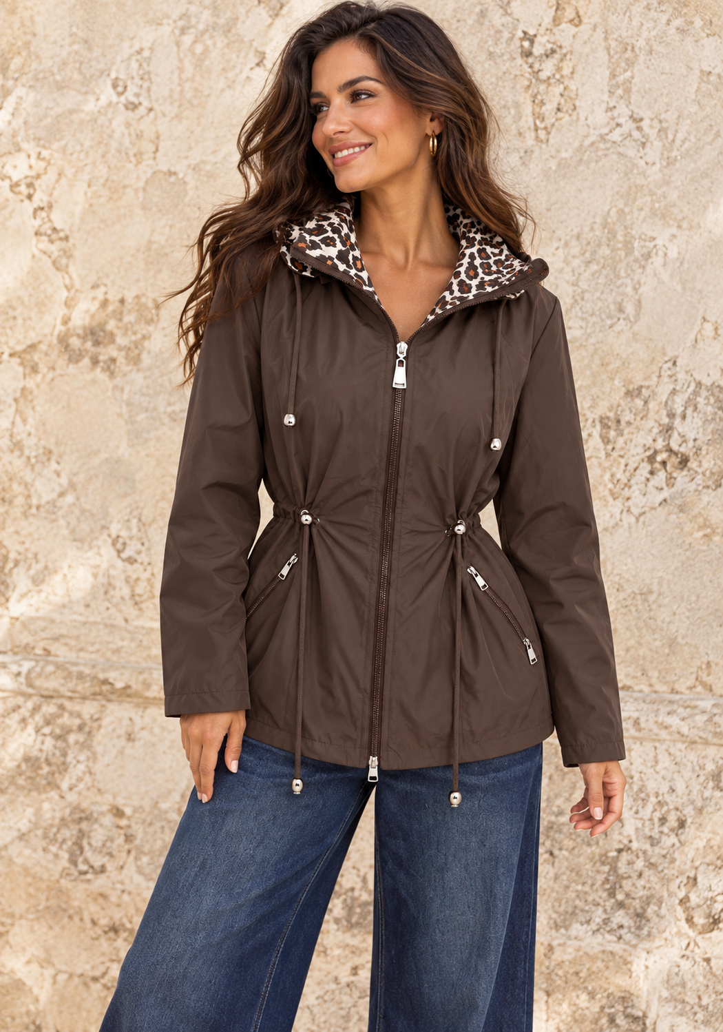 Reversible Leopard Raincoat Chocolate