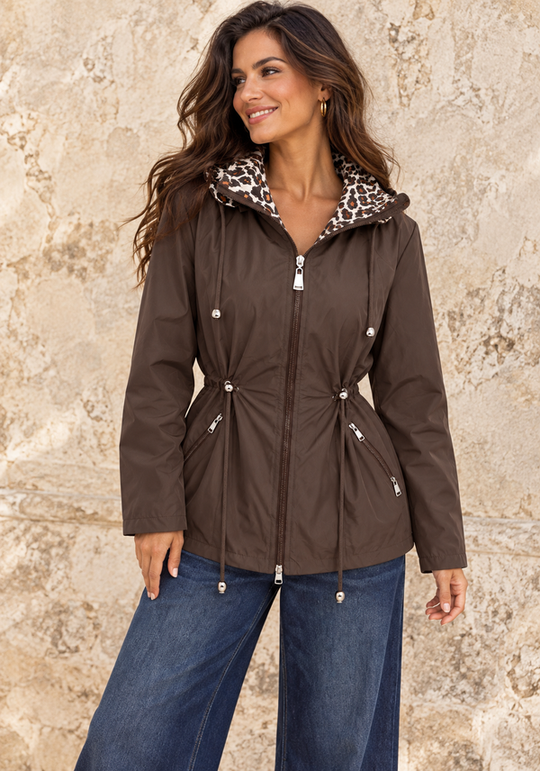 Reversible Leopard Raincoat Chocolate