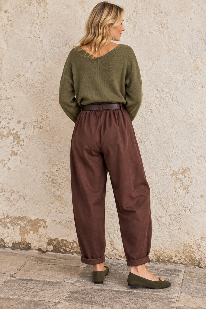 Winona Belted Military Trousers Chocolate