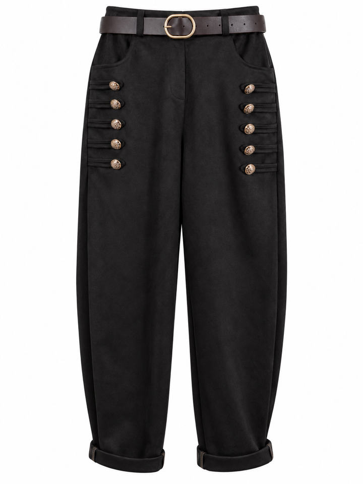 Winona Belted Military Trousers Black