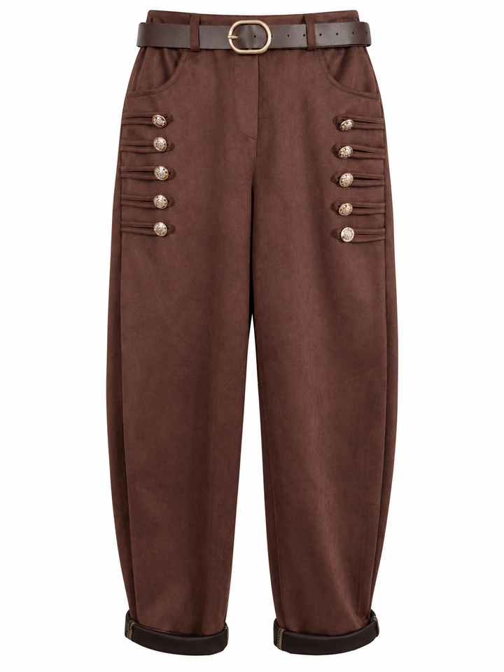 Winona Belted Military Trousers Chocolate
