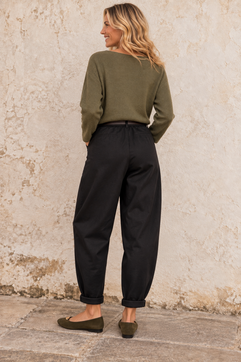Winona Belted Military Trousers Black