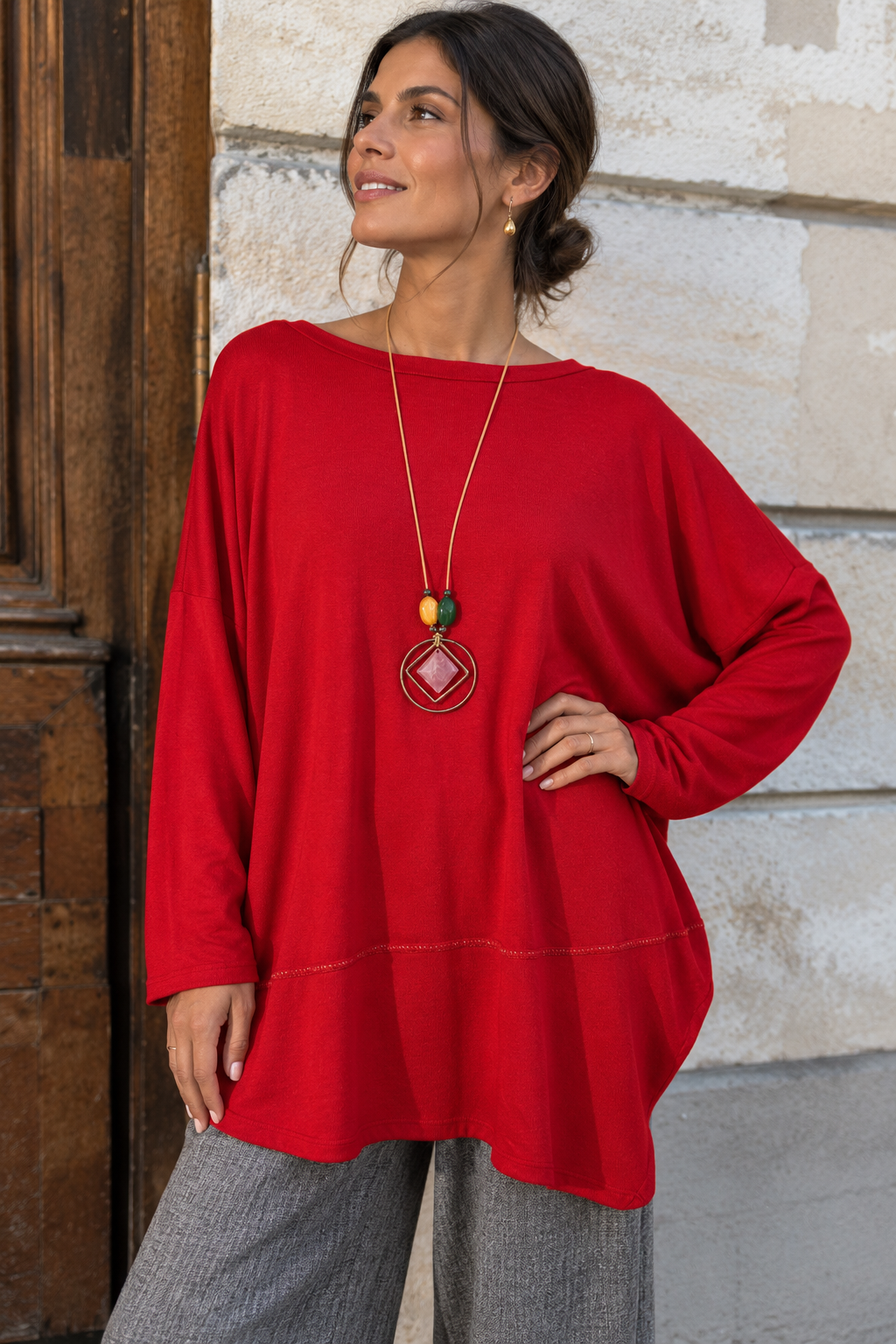 Agatha Lurex Edge Tunic Red