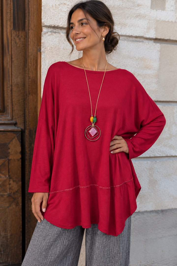 Agatha Lurex Edge Tunic Raspberry