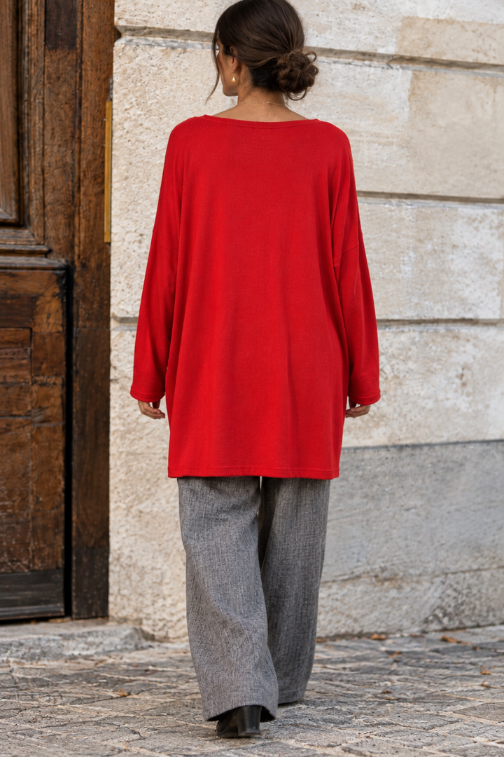 Agatha Lurex Edge Tunic Red