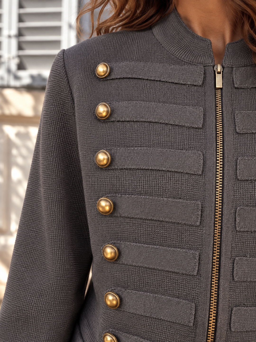 Raven Military Knit Jacket Charcoal