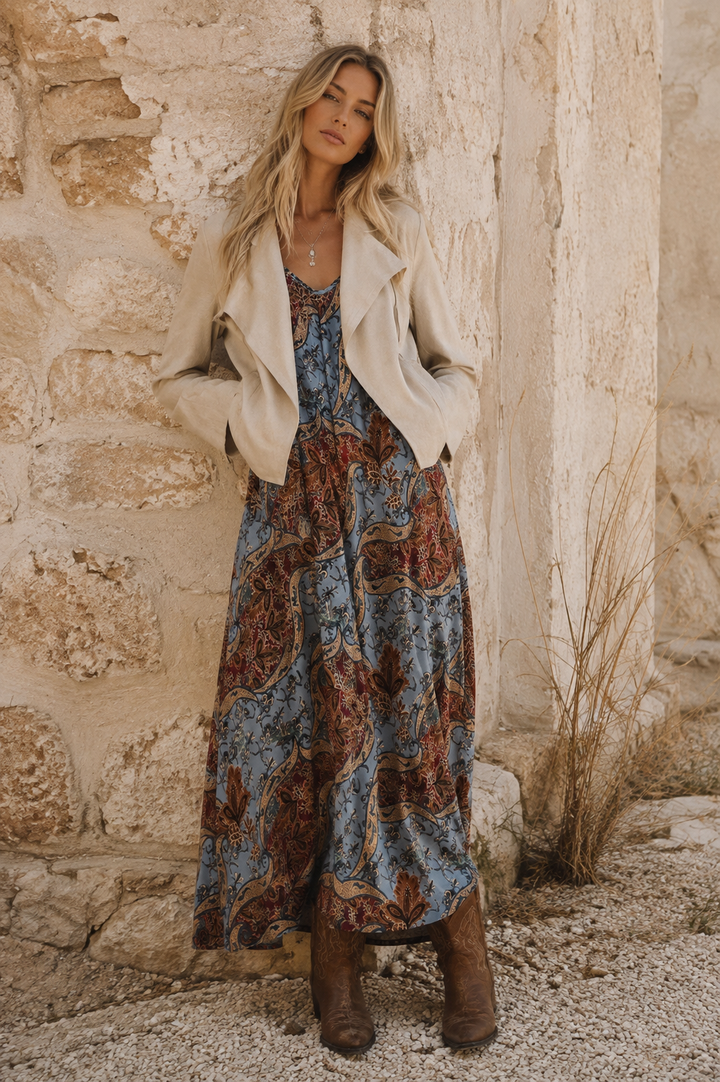 Verona Faux Suede Waterfall Jacket Beige