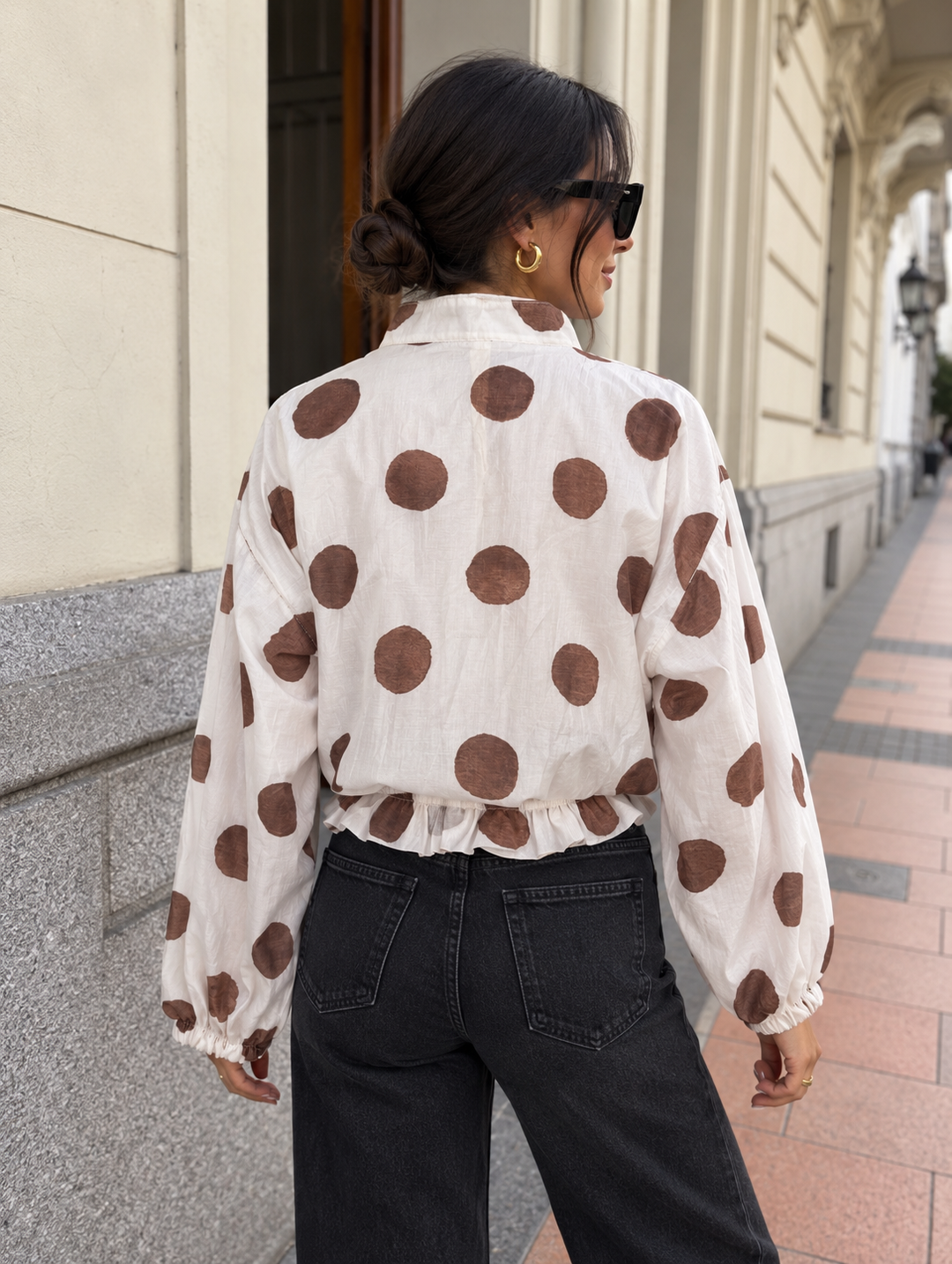 Delanna Polka Dot Zip Jacket Cream