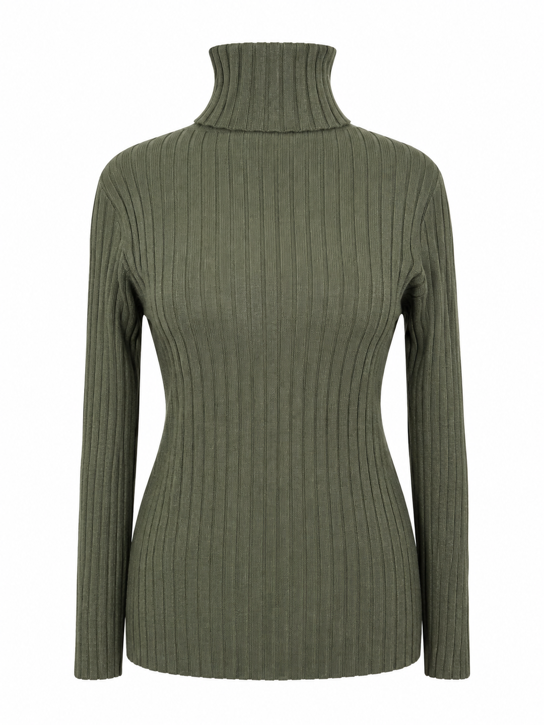 Tammy Rib Polo Neck Top Khaki