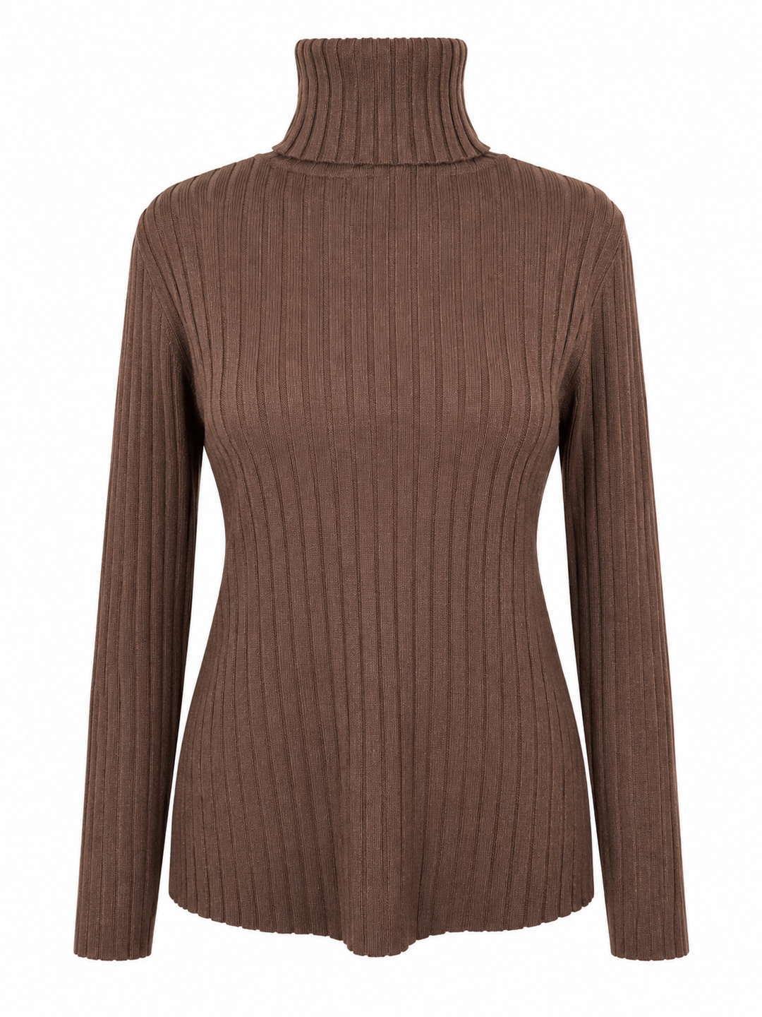 Tammy Rib Polo Neck Top Chocolate