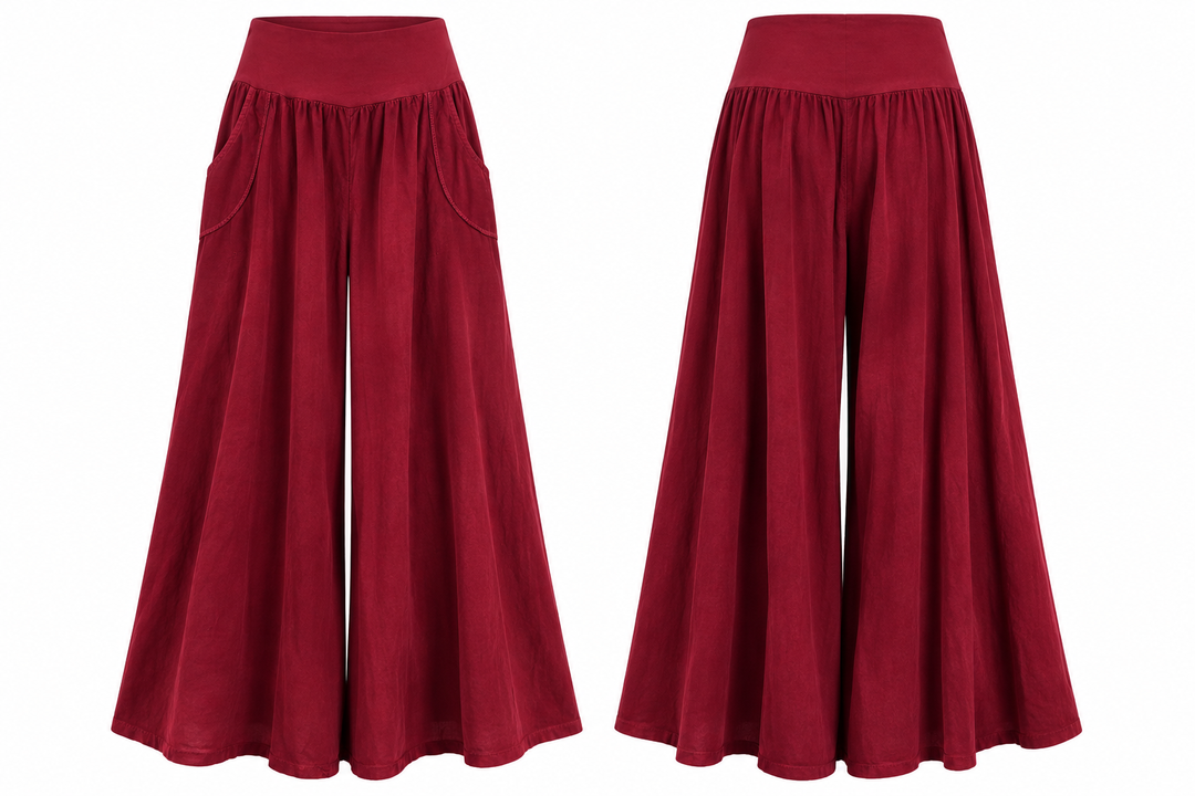 Marlow Needlecord Wide Leg Trousers Wine