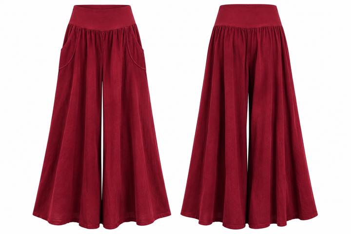 Marlow Needlecord Wide Leg Trousers Wine