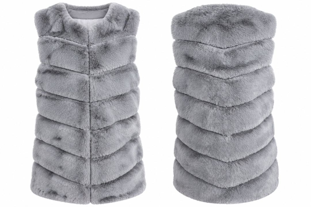 Thea Faux Fur Panel Gilet Grey