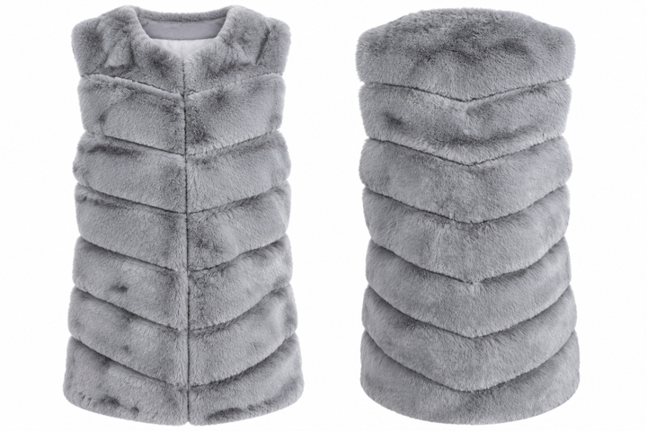 Thea Faux Fur Panel Gilet Grey