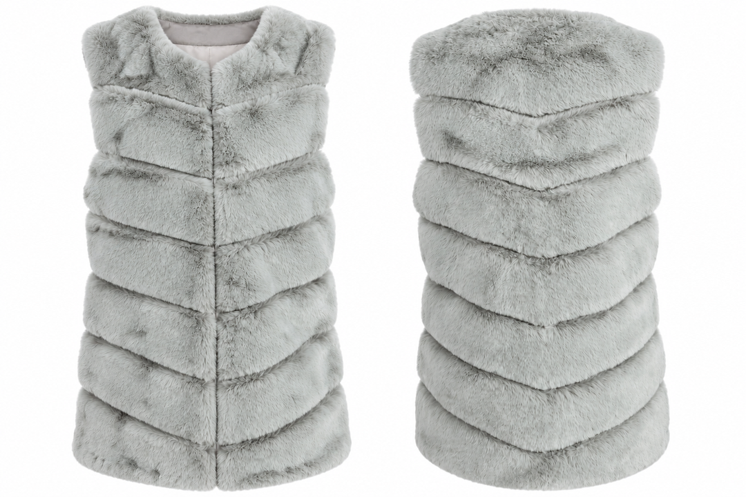 Thea Faux Fur Panel Gilet Silver