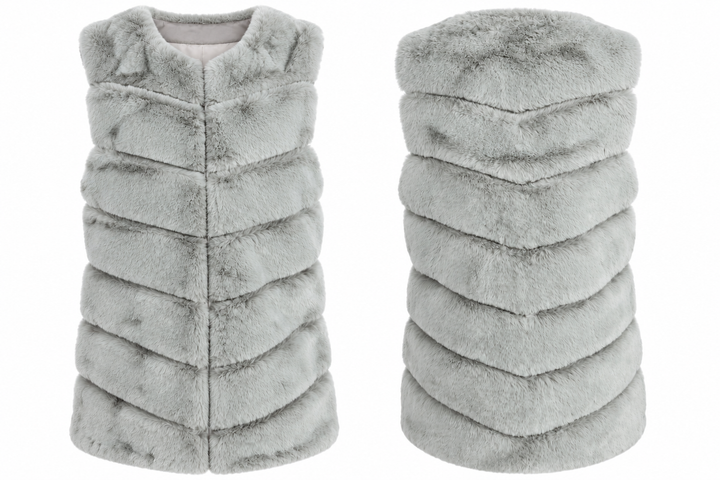 Thea Faux Fur Panel Gilet Silver