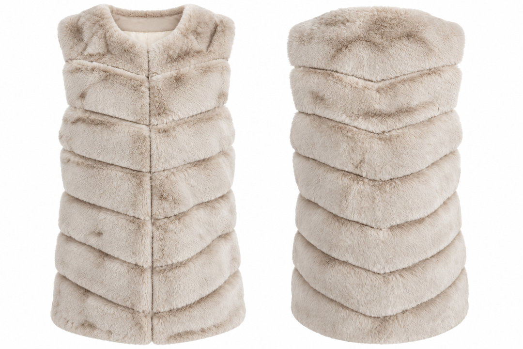 Thea Faux Fur Panel Gilet Beige