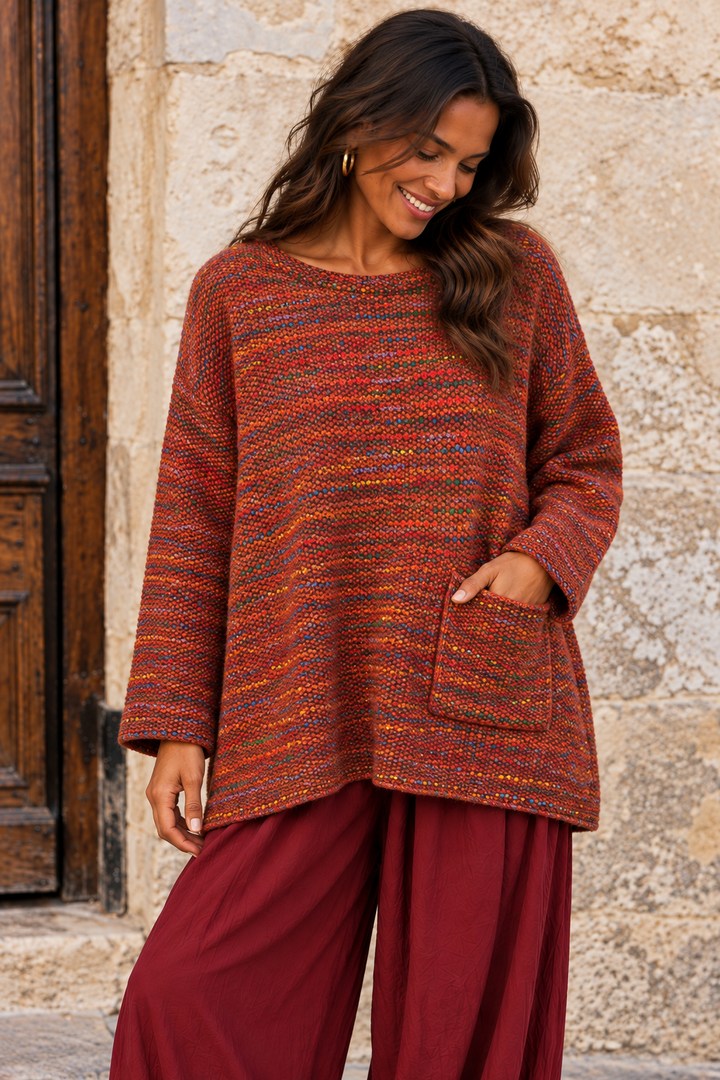 Beatrice Fleck Pocket Jumper Rust