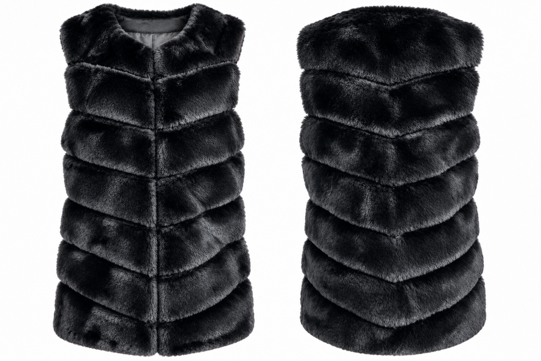 Thea Faux Fur Panel Gilet Black