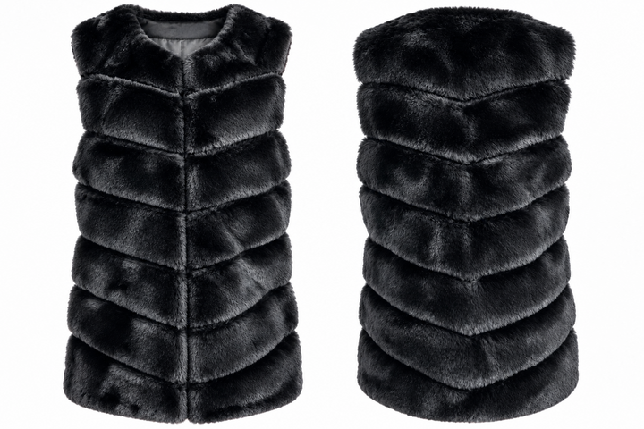 Thea Faux Fur Panel Gilet Black