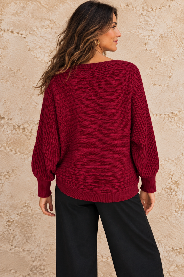 Eleanor Batwing Jumper Burgundy