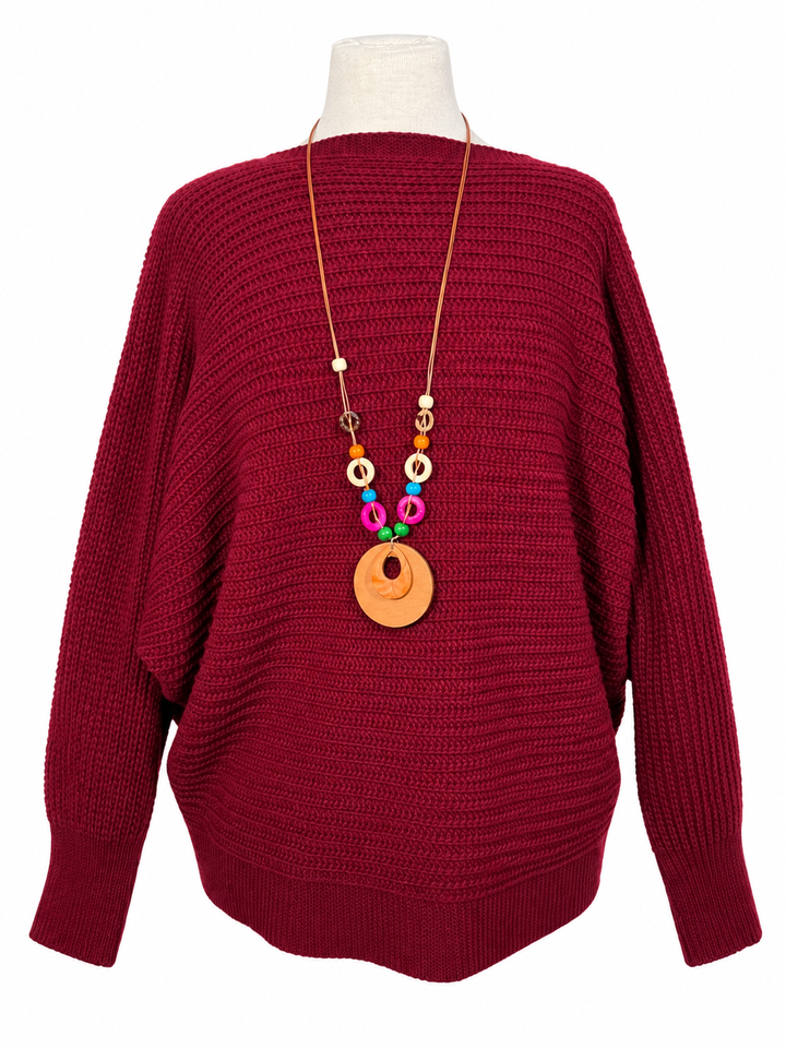 Eleanor Batwing Jumper Burgundy