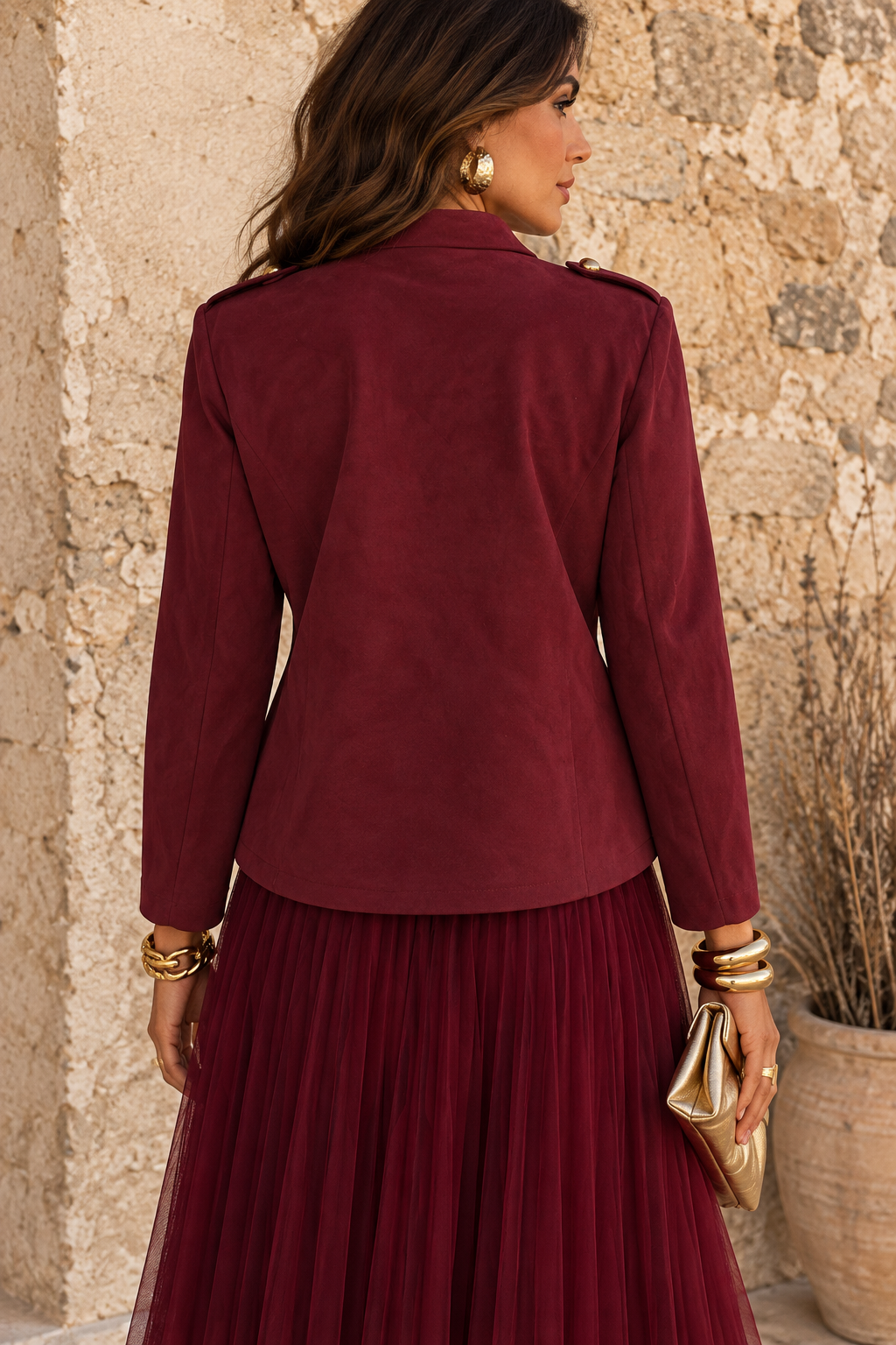 Marcella Military Jacket Burgundy