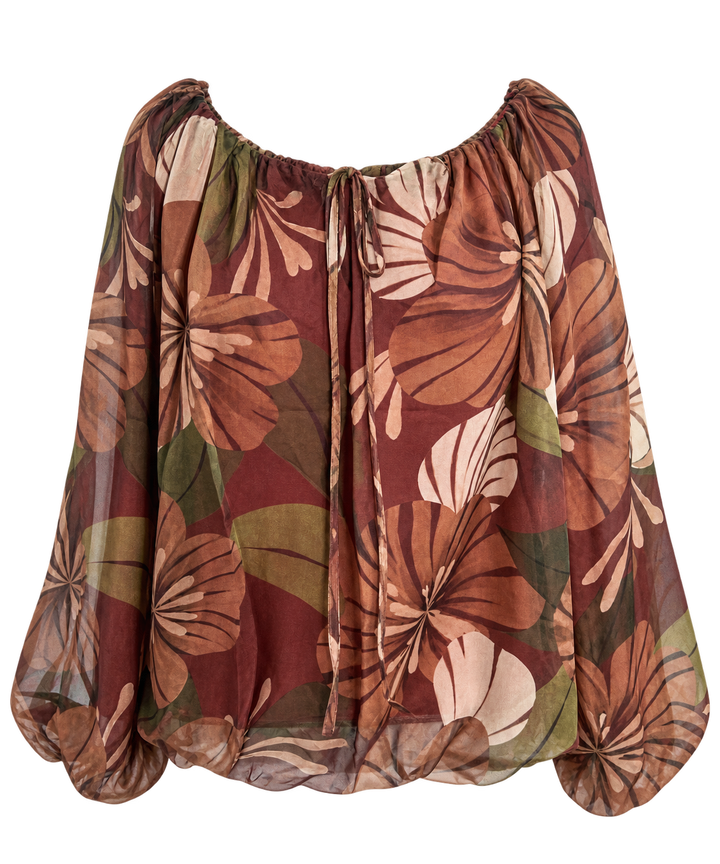 Fabiana Floral Print Top Rust