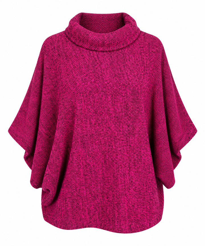 Magenta Cowl Poncho Top