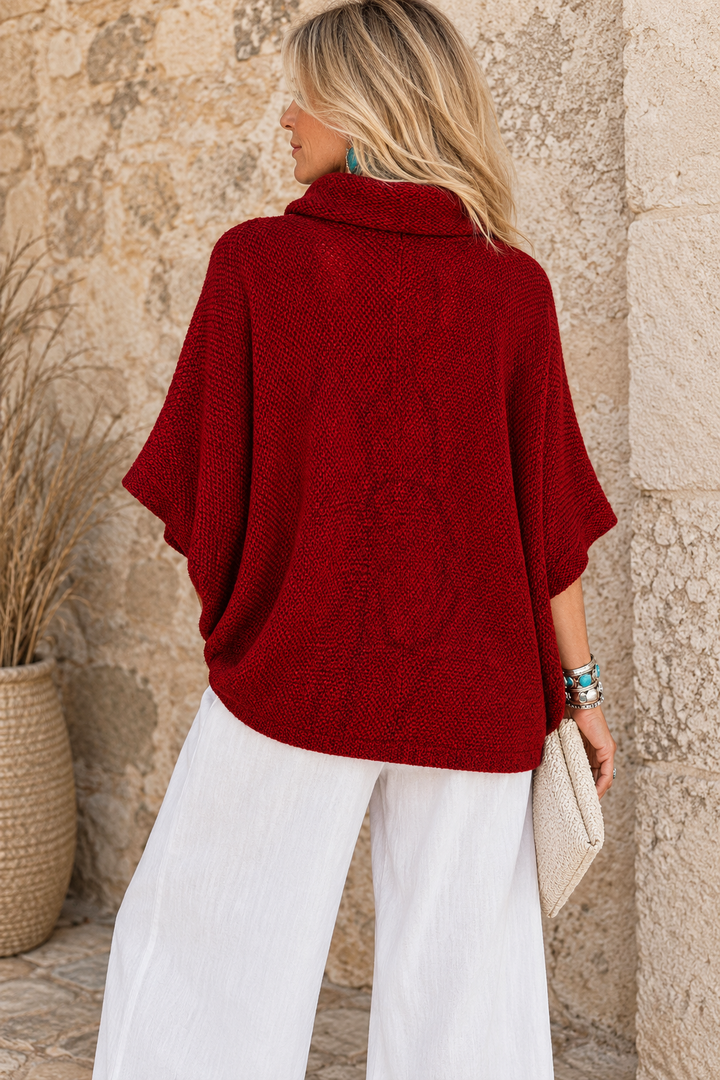 Wine Cowl Poncho Top