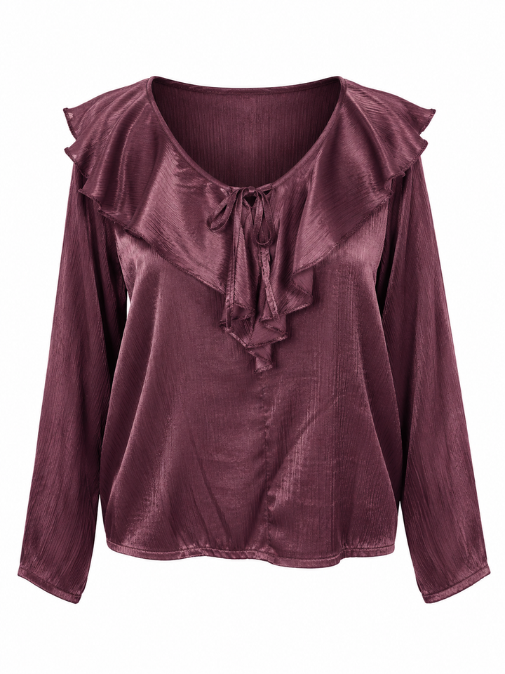 Saranna Silky Frill Top Aubergine