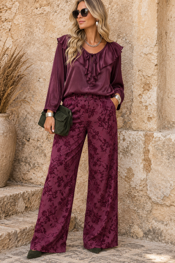 Hana Floral Trousers Plum