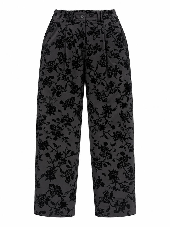 Hana Floral Trousers Black