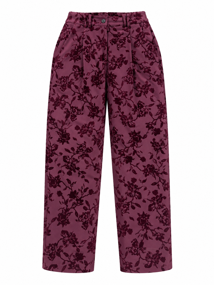 Hana Floral Trousers Plum