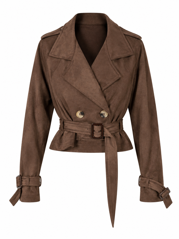 Azzura Cropped Trench Jacket Chocolate
