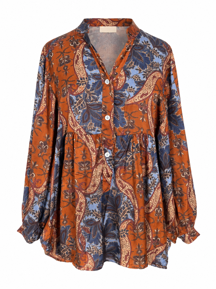 Bianca Paisley Buttoned Top Rust